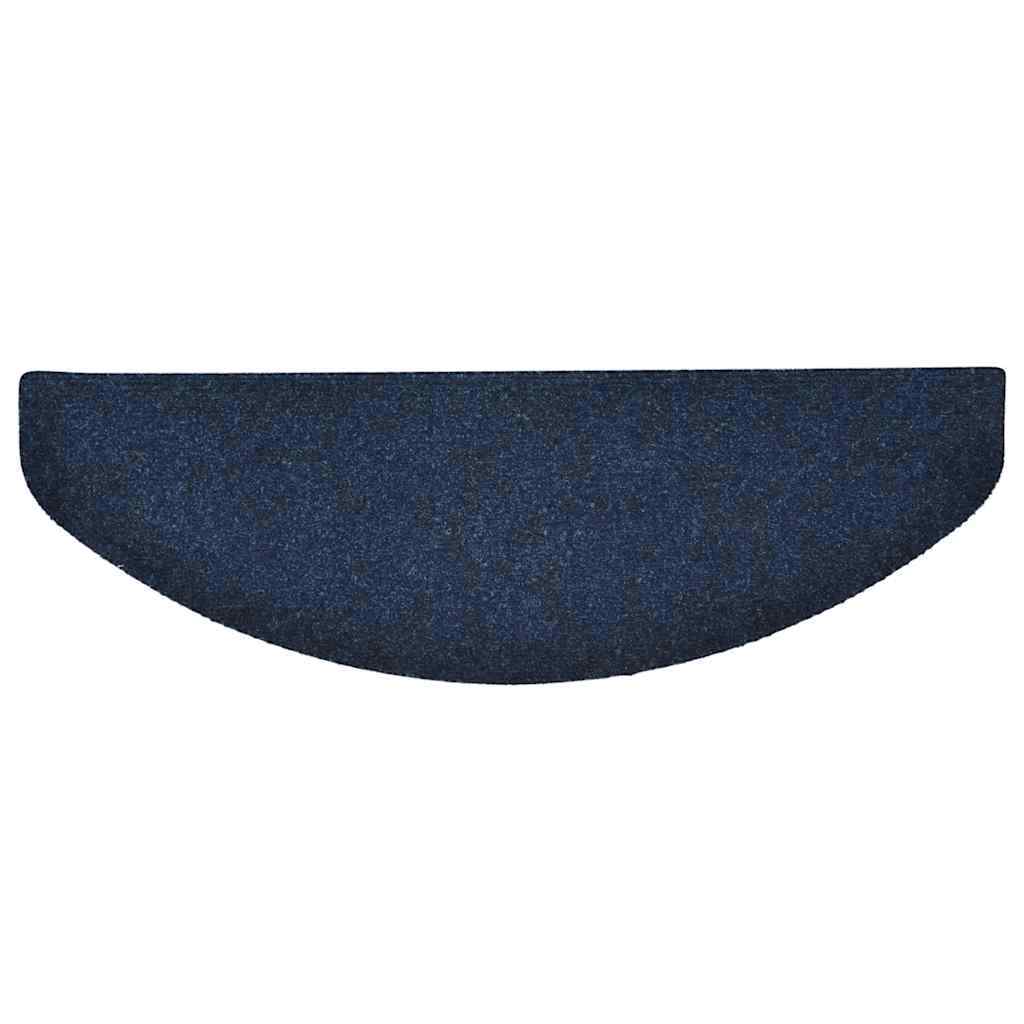 Tapetes de escada autoadesivos 10 peças 65x21x4 cm azul marinho semicircular grande