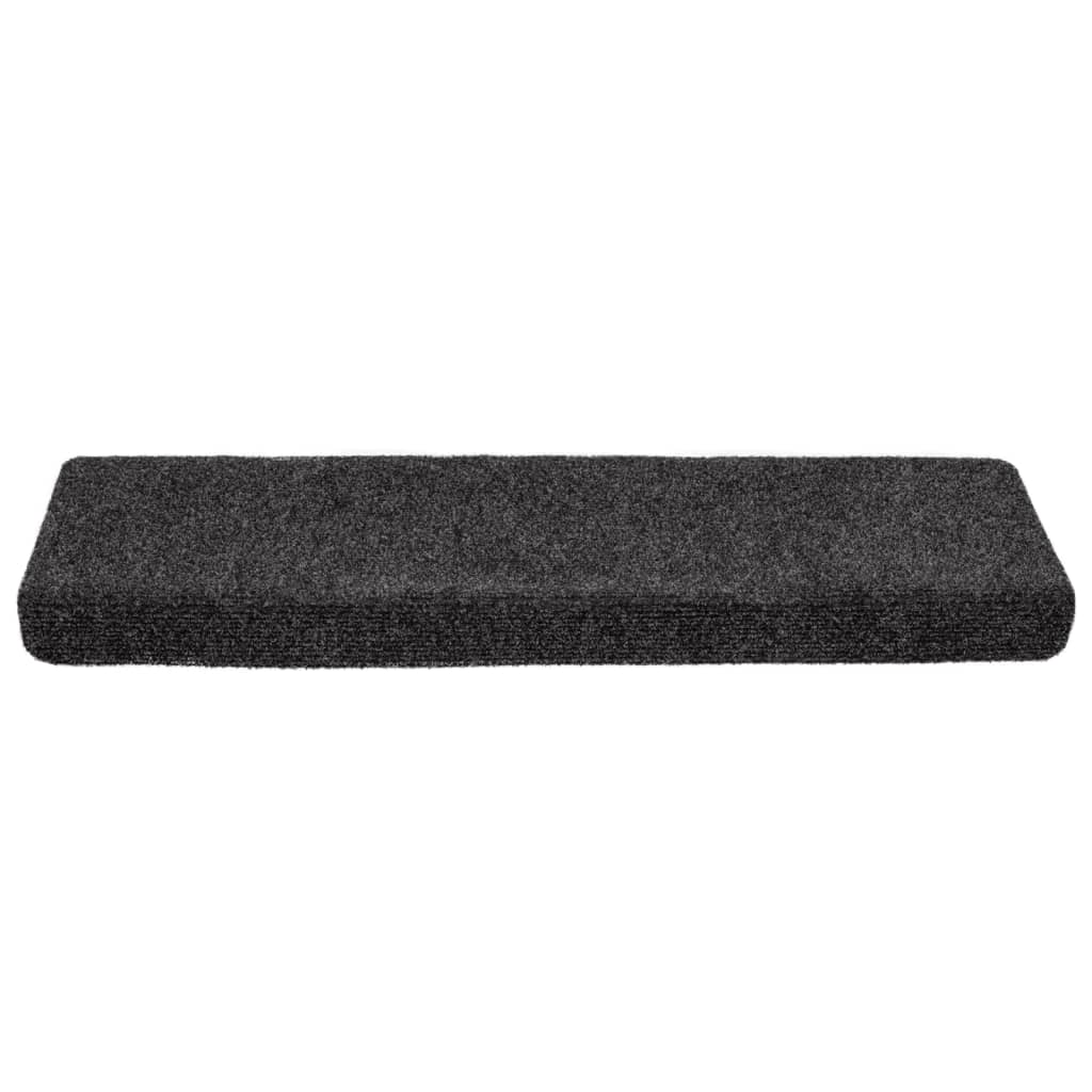 Tapetes de escada autoadesivos 5 peças 65x21x4 cm cinza com borda retangular