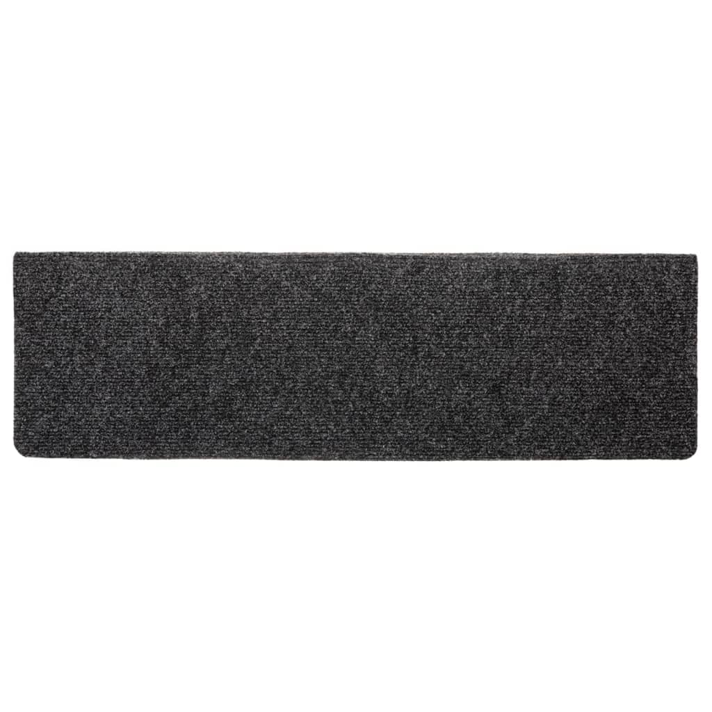 Tapetes de escada autoadesivos 5 peças 65x21x4 cm cinza com borda retangular