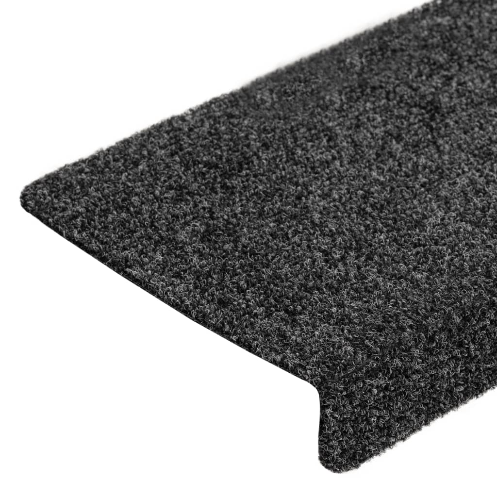 Tapetes de escada autoadesivos 5 peças 65x21x4 cm cinza com borda retangular