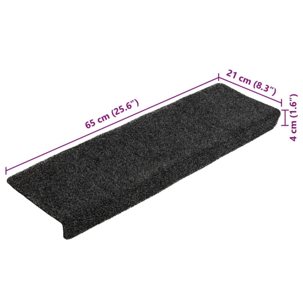 Tapetes de escada autoadesivos 5 peças 65x21x4 cm cinza com borda retangular