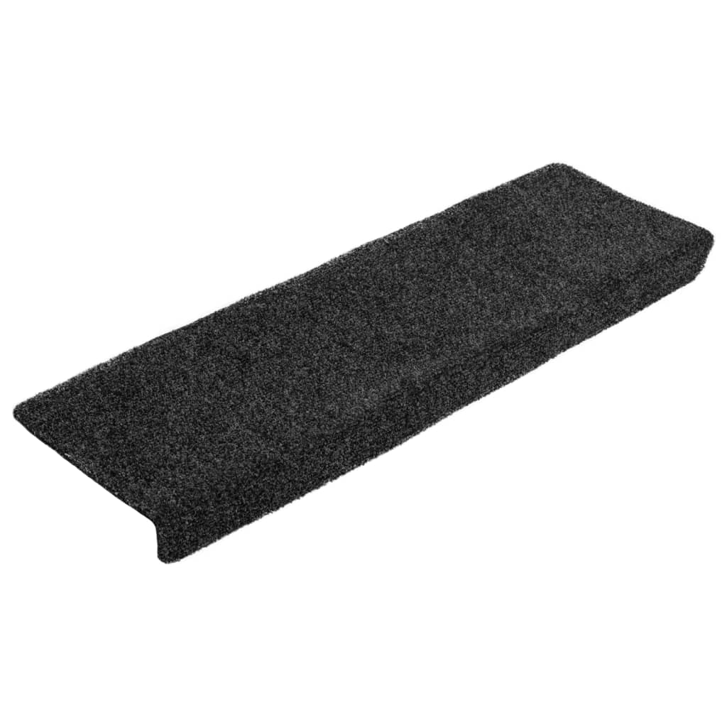 Tapetes de escada autoadesivos 10 peças 65x21x4 cm cinza com borda retangular