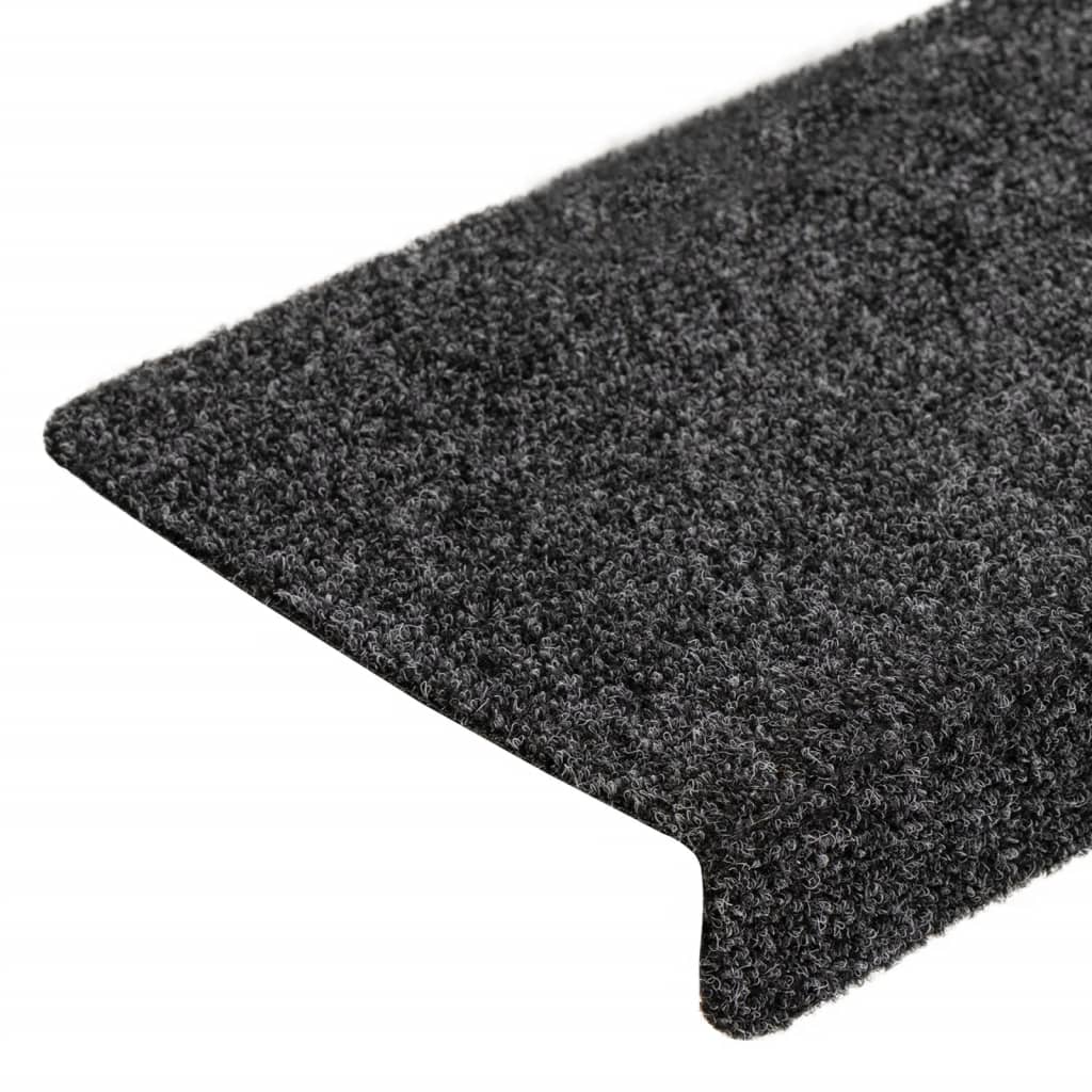 Tapetes de escada autoadesivos 10 peças 65x21x4 cm cinza com borda retangular