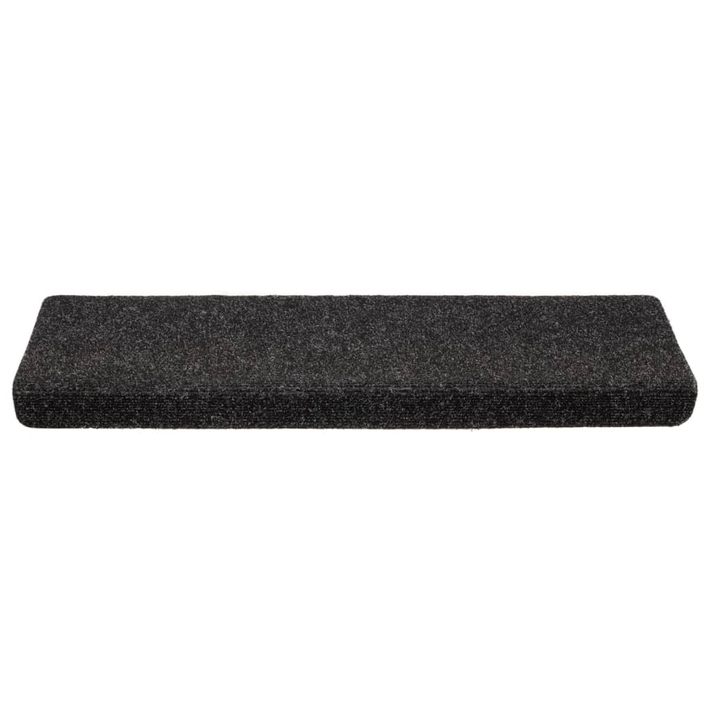 Tapetes de escada autoadesivos 5 peças 65x21x4 cm pretos com borda retangular