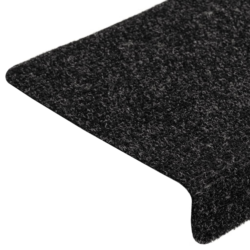 Tapetes de escada autoadesivos 5 peças 65x21x4 cm pretos com borda retangular