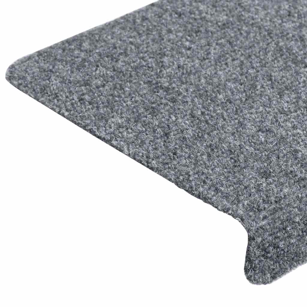 Tapetes de escada autoadesivos 10 peças 65x21x4 cm cinza claro com borda retangular