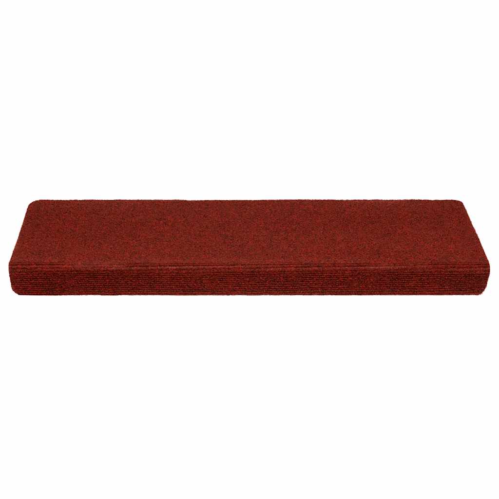 Tapetes de escada autoadesivos 10 peças 65x21x4 cm vermelho bordô com borda retangular