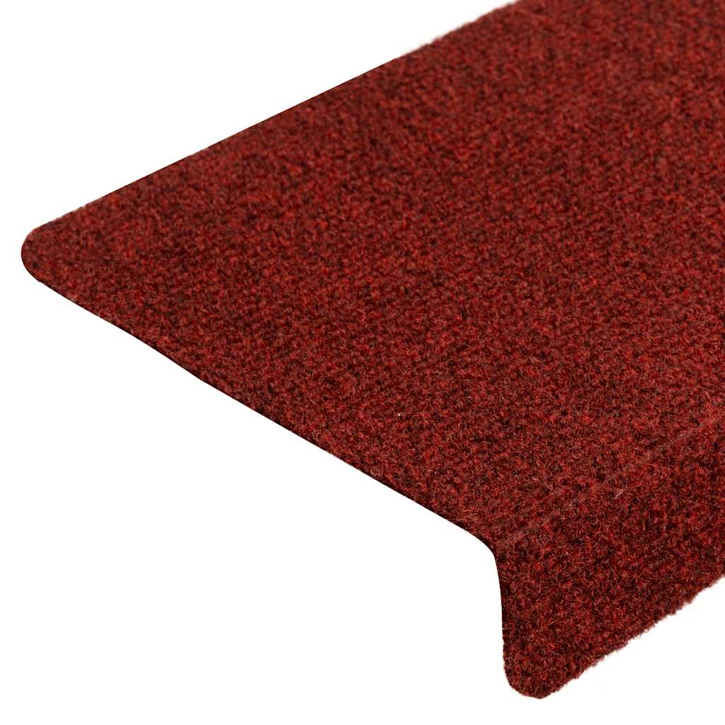 Tapetes de escada autoadesivos 10 peças 65x21x4 cm vermelho bordô com borda retangular