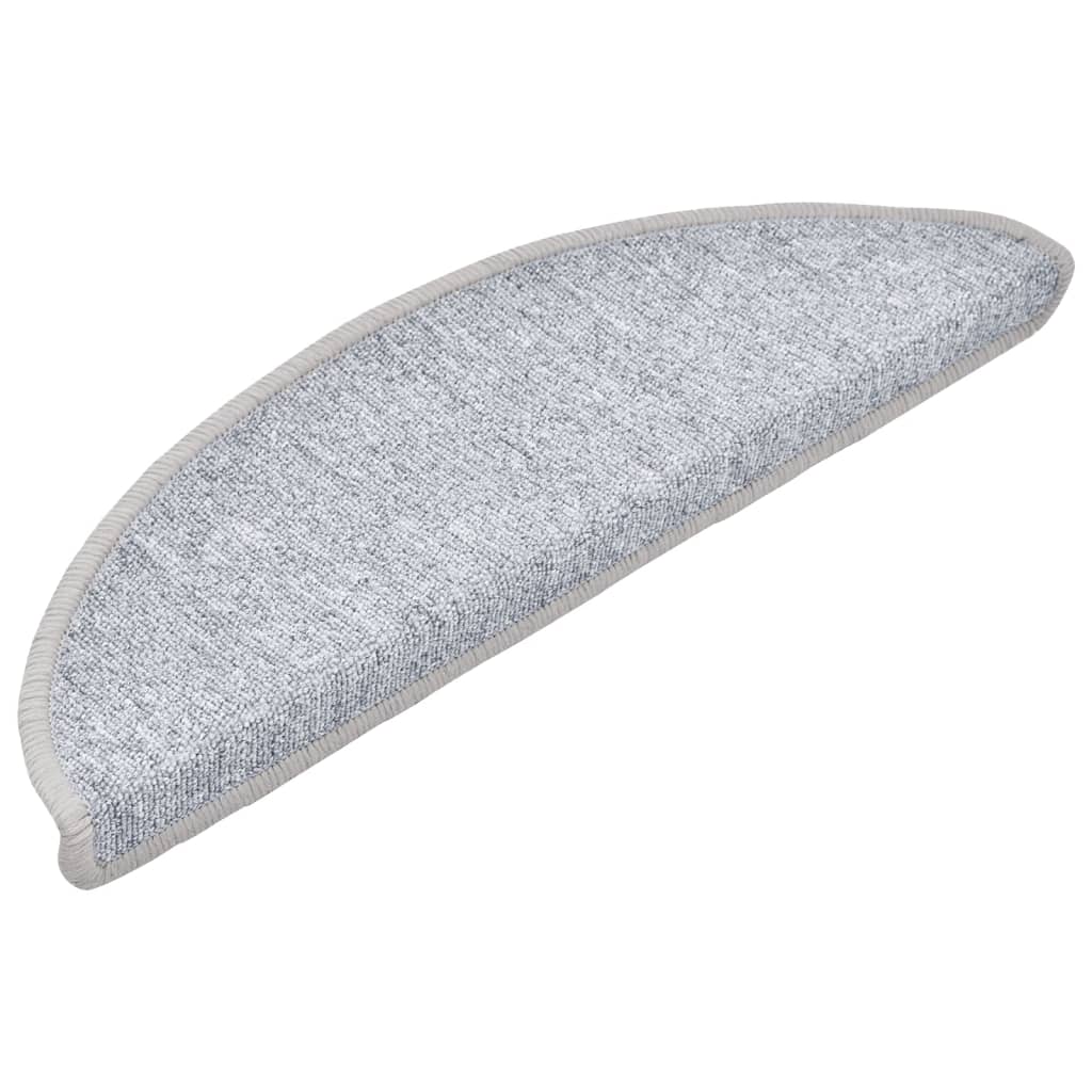 Tapetes de escada 10 peças 56x17x3 cm cinza claro semicircular