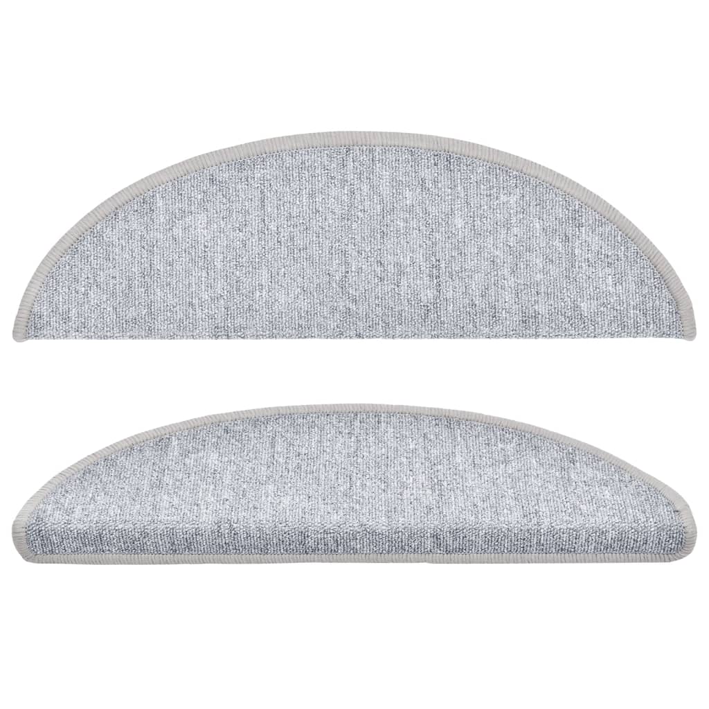 Tapetes de escada 10 peças 56x17x3 cm cinza claro semicircular