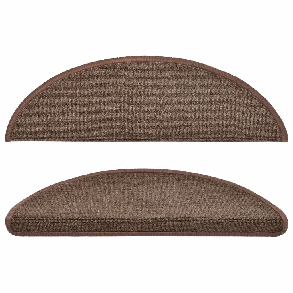 Tapetes de escada 10 peças 56x17x3 cm marrom café meio redondo