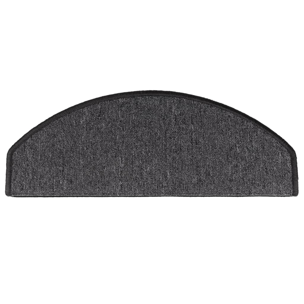 Tapetes de escada 10 peças 65x24x4 cm antracite meio redondo grande