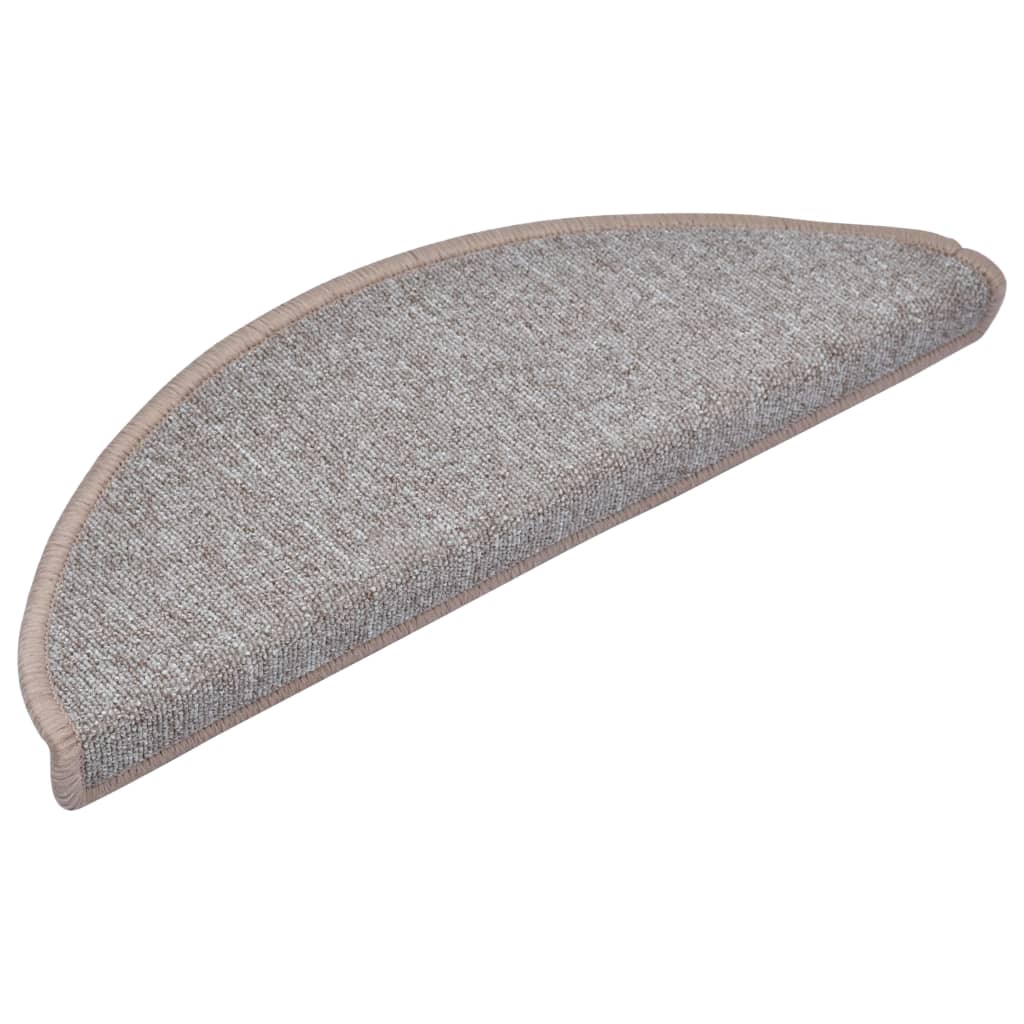Tapetes de escada 10 peças 65x24x4 cm marrom claro meio redondo grande