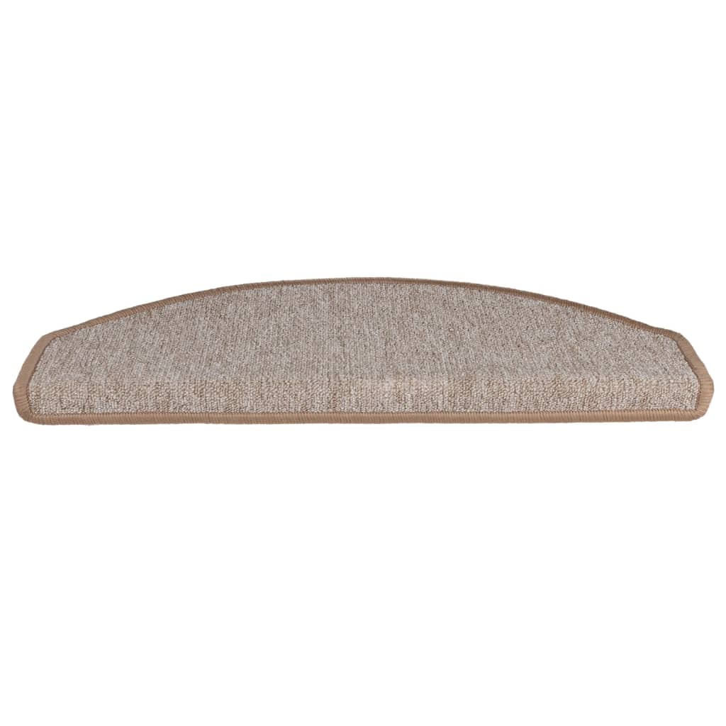 Tapetes de escada 10 peças 65x24x4 cm marrom claro meio redondo grande