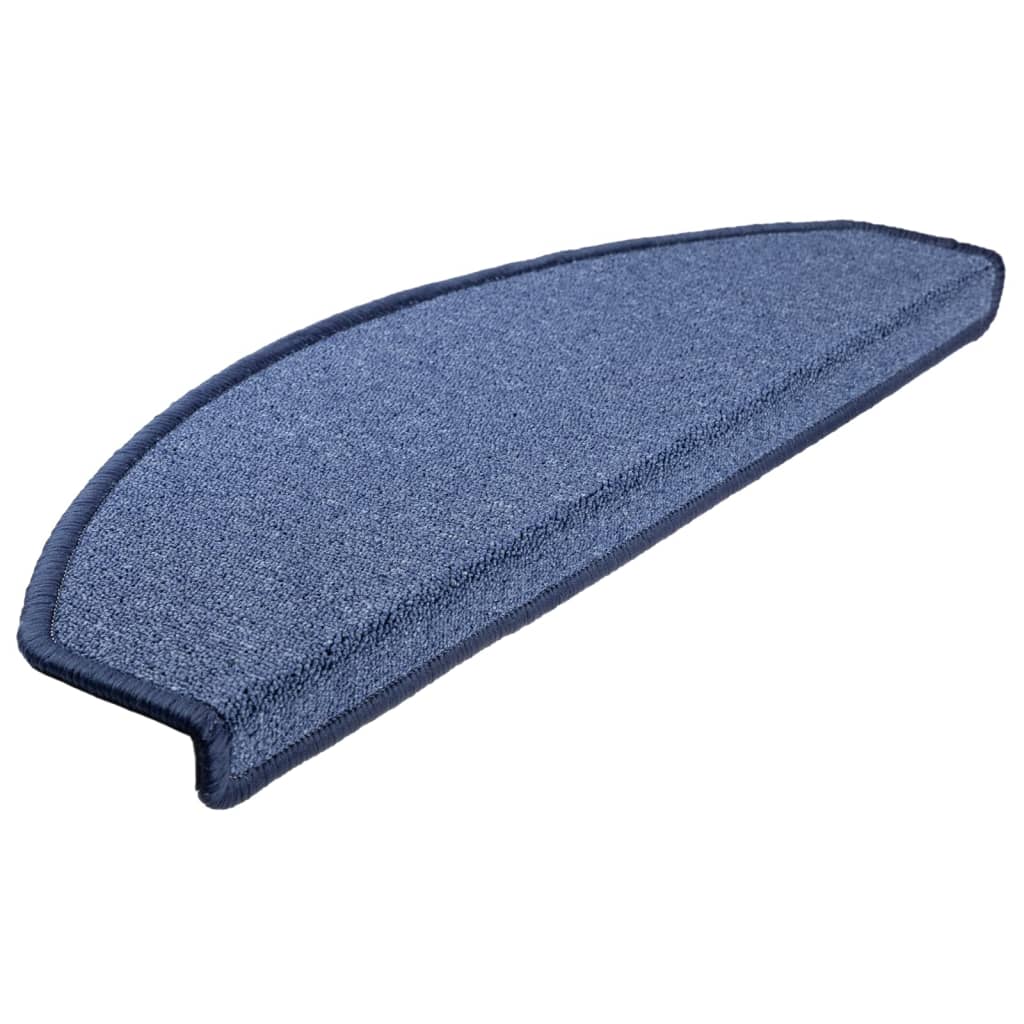 Tapetes de escada 10 peças 65x24x4 cm azul semicircular grande
