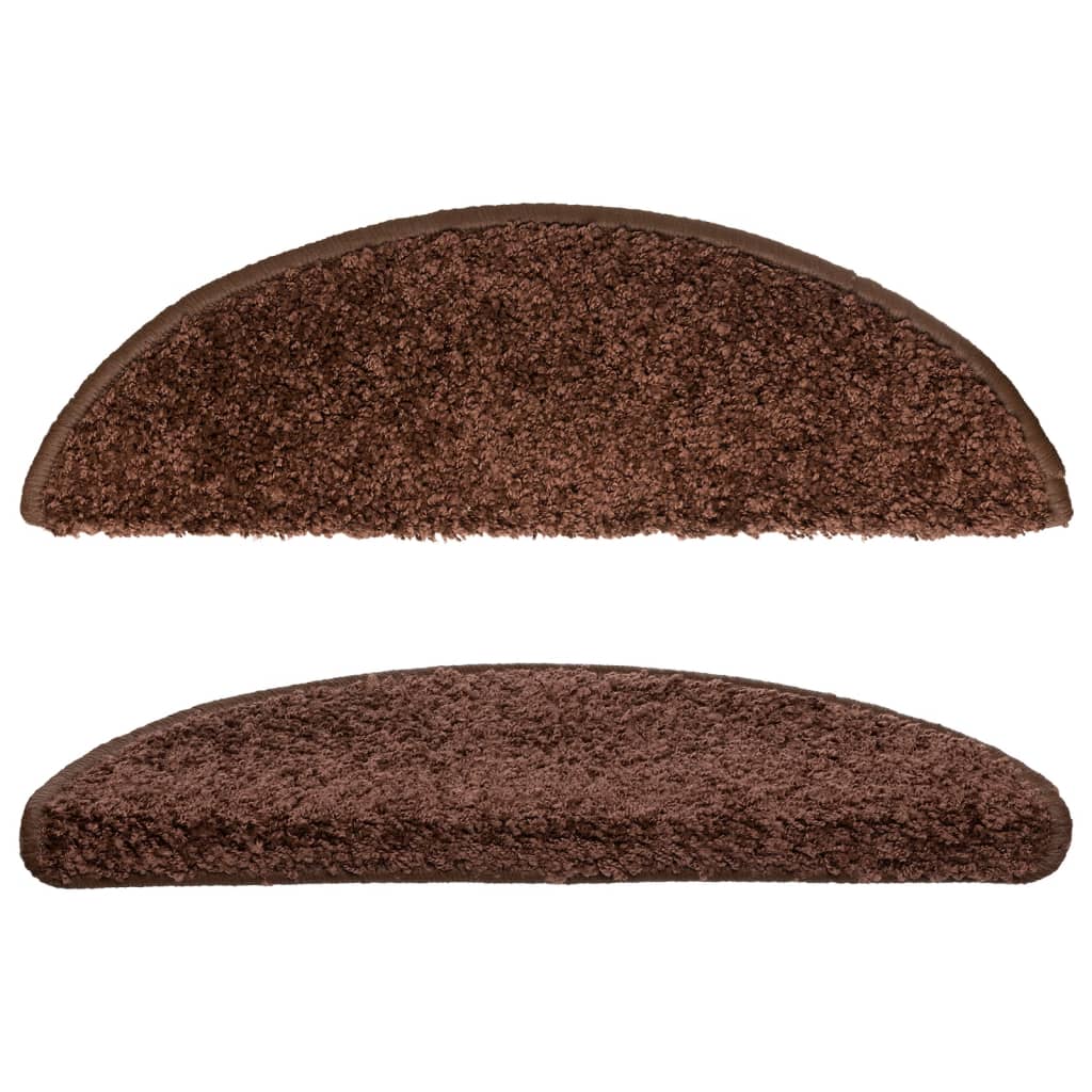 Tapetes de escada 10 peças 56x17x3 cm marrom semicircular