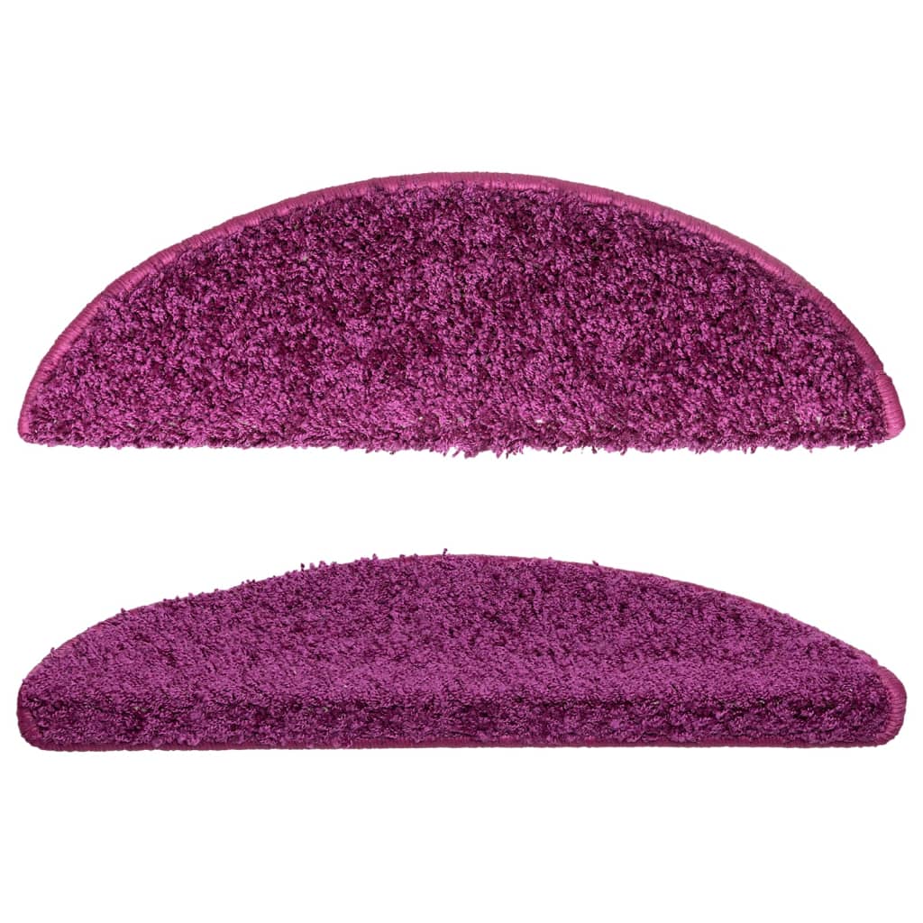 Tapetes de escada 10 peças 56x17x3 cm violeta semicircular
