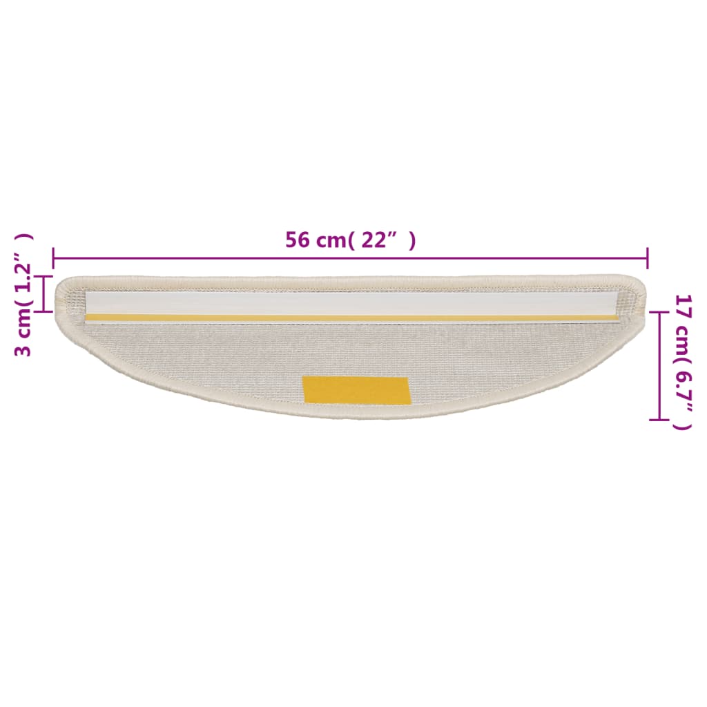 Tapetes de escada 10 peças 56x17x3 cm branco semicircular