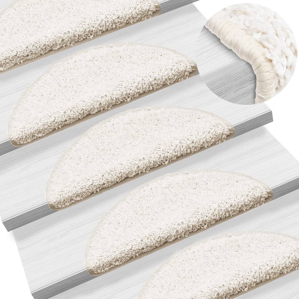 Tapetes de escada 10 peças 56x17x3 cm branco semicircular