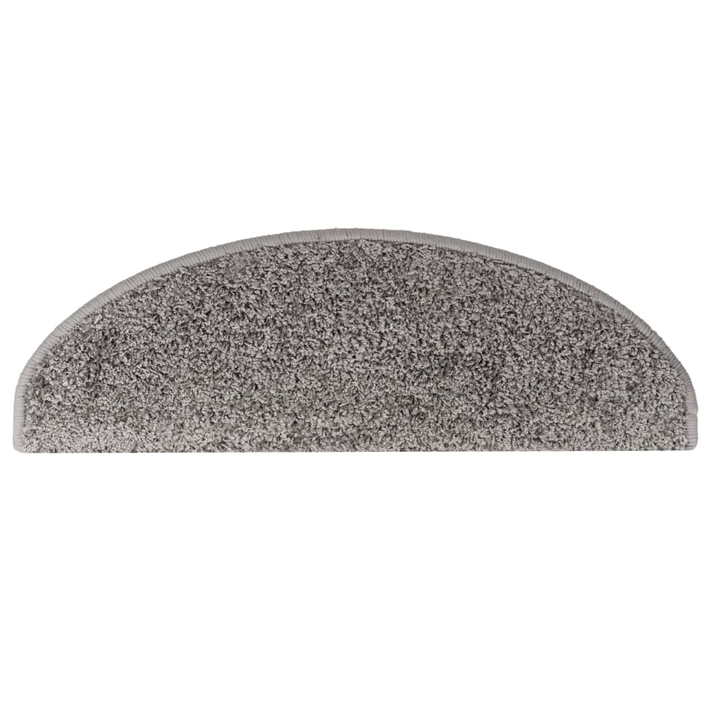 Tapetes de escada 10 peças 65x21x4 cm cinza semicircular grande
