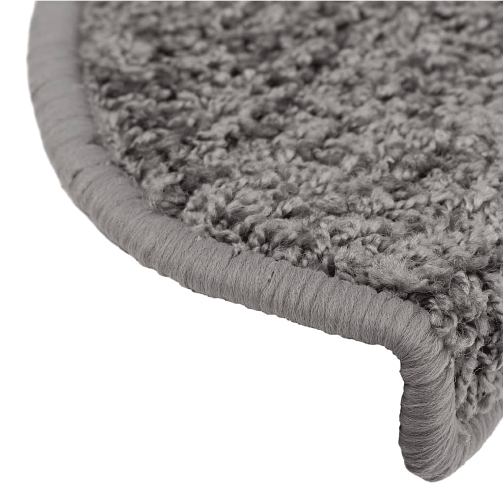 Tapetes de escada 10 peças 65x21x4 cm cinza semicircular grande