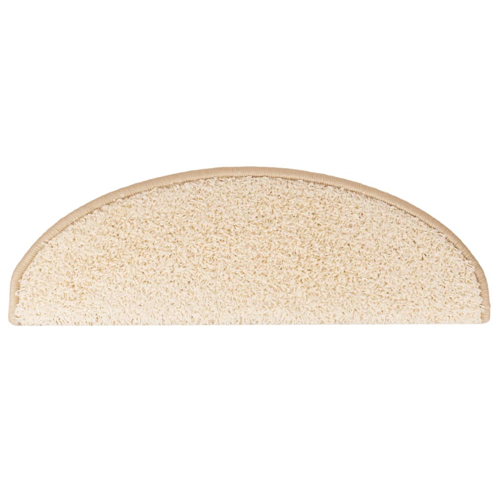 Tapetes de escada 10 peças 65x21x4 cm creme semicircular grande