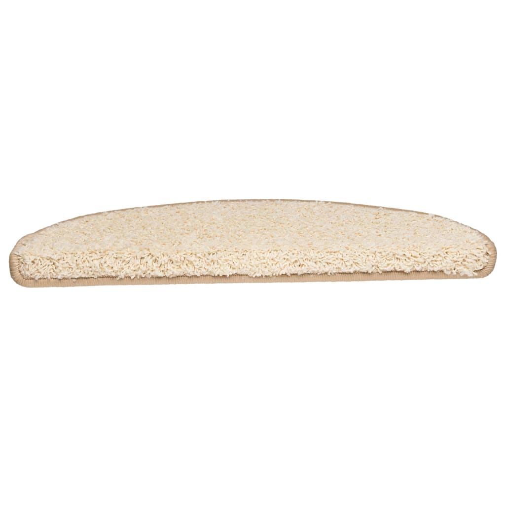 Tapetes de escada 10 peças 65x21x4 cm creme semicircular grande