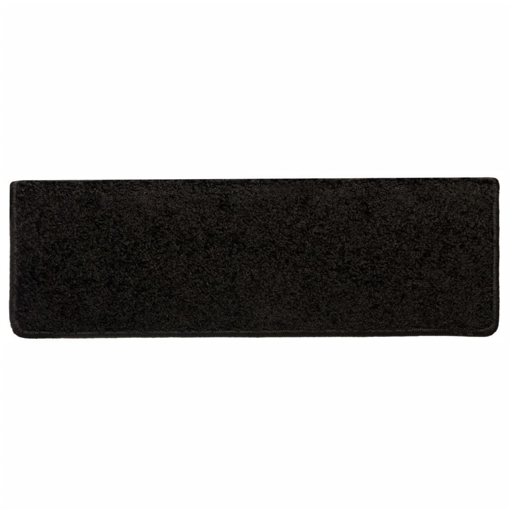 Tapetes de escada 10 peças 65x21x4 cm pretos com borda retangular