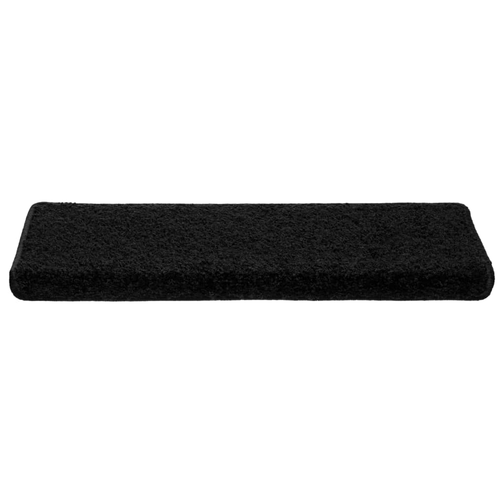 Tapetes de escada 10 peças 65x21x4 cm pretos com borda retangular