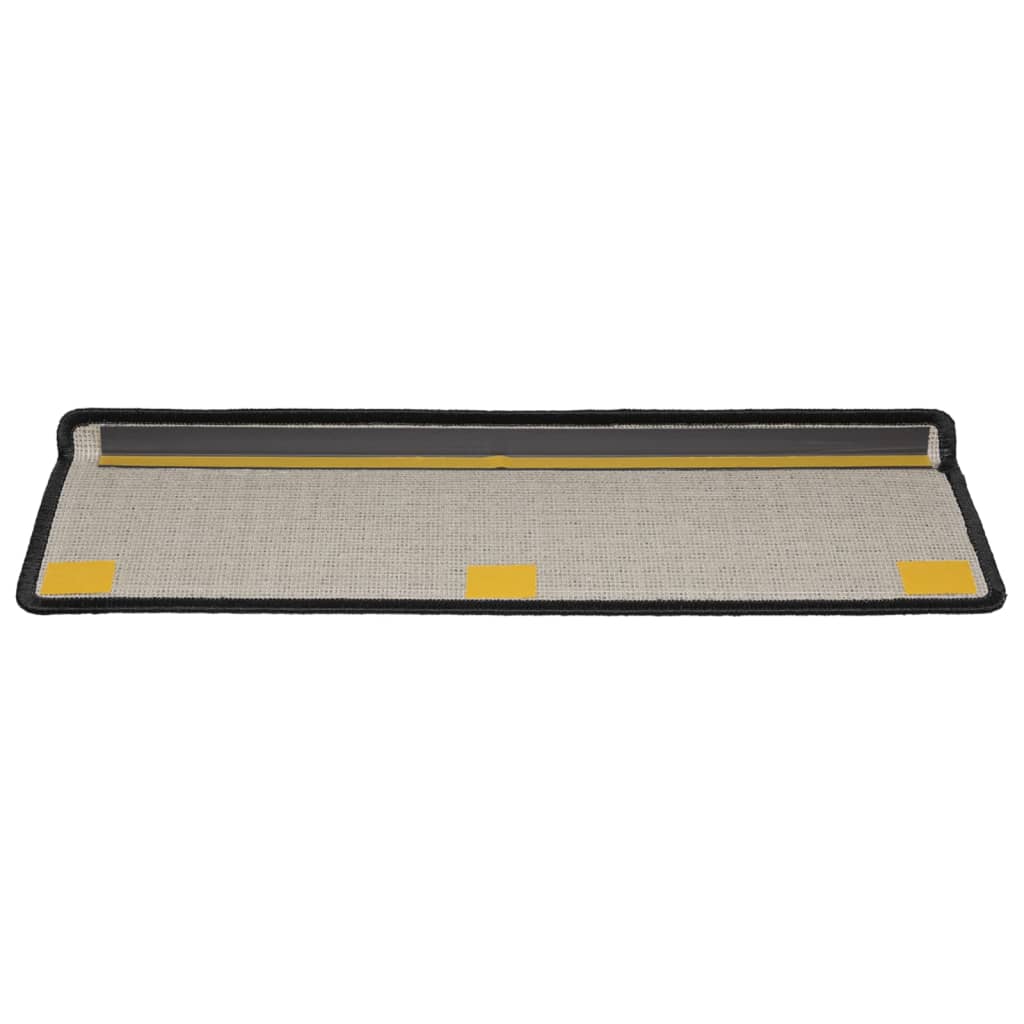 Tapetes de escada 10 peças 65x21x4 cm pretos com borda retangular