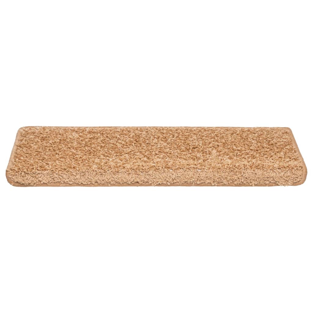 Tapetes de escada 10 peças 65x21x4 cm bege com borda retangular