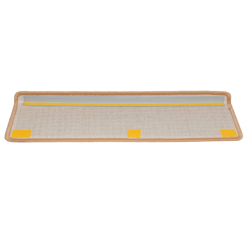 Tapetes de escada 10 peças 65x21x4 cm bege com borda retangular