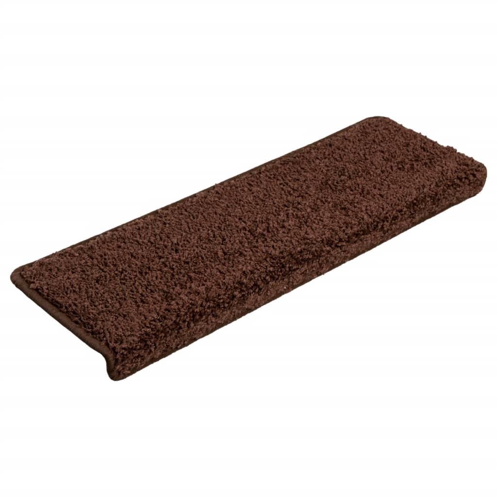 Tapetes de escada 10 peças 65x21x4 cm marrom com borda retangular