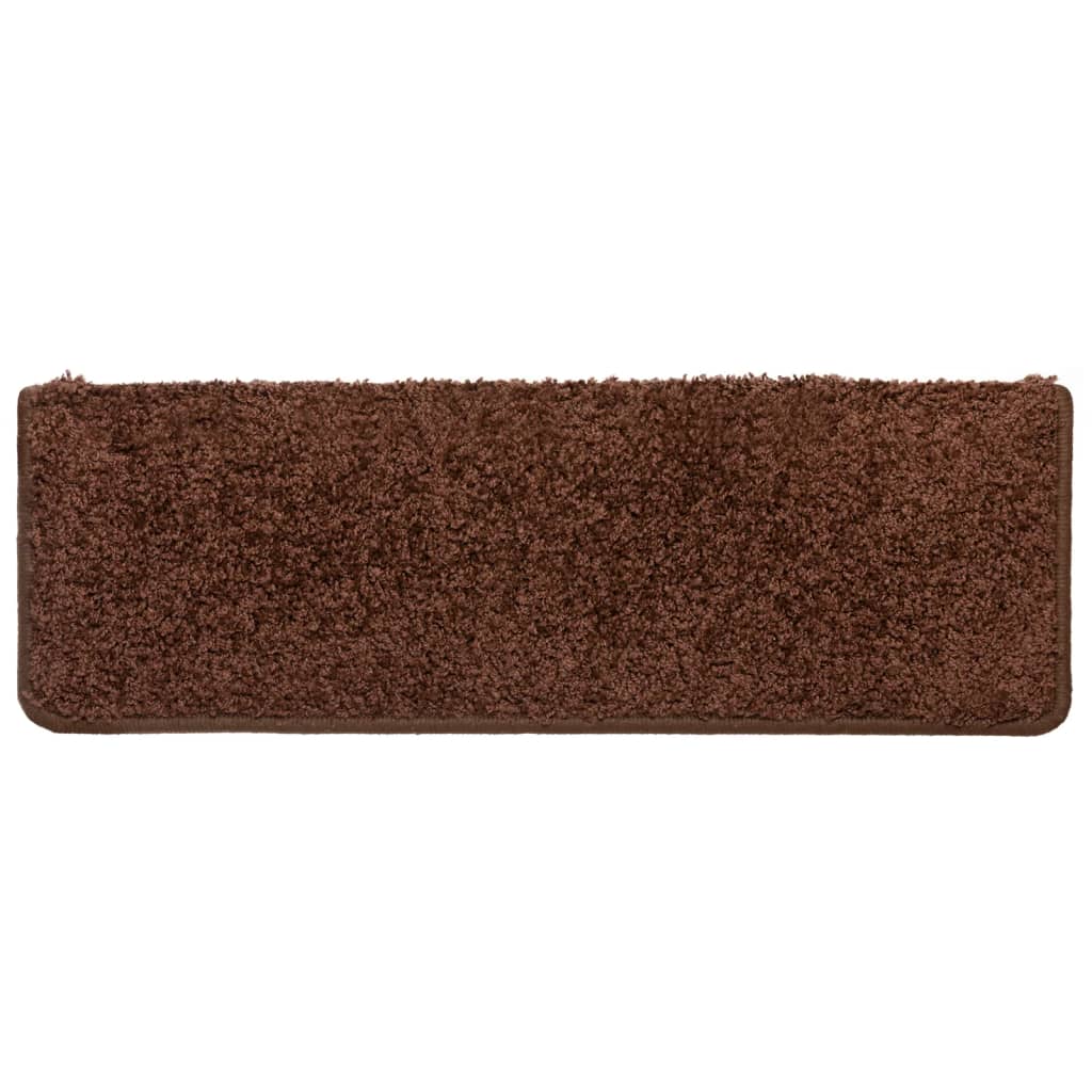Tapetes de escada 10 peças 65x21x4 cm marrom com borda retangular