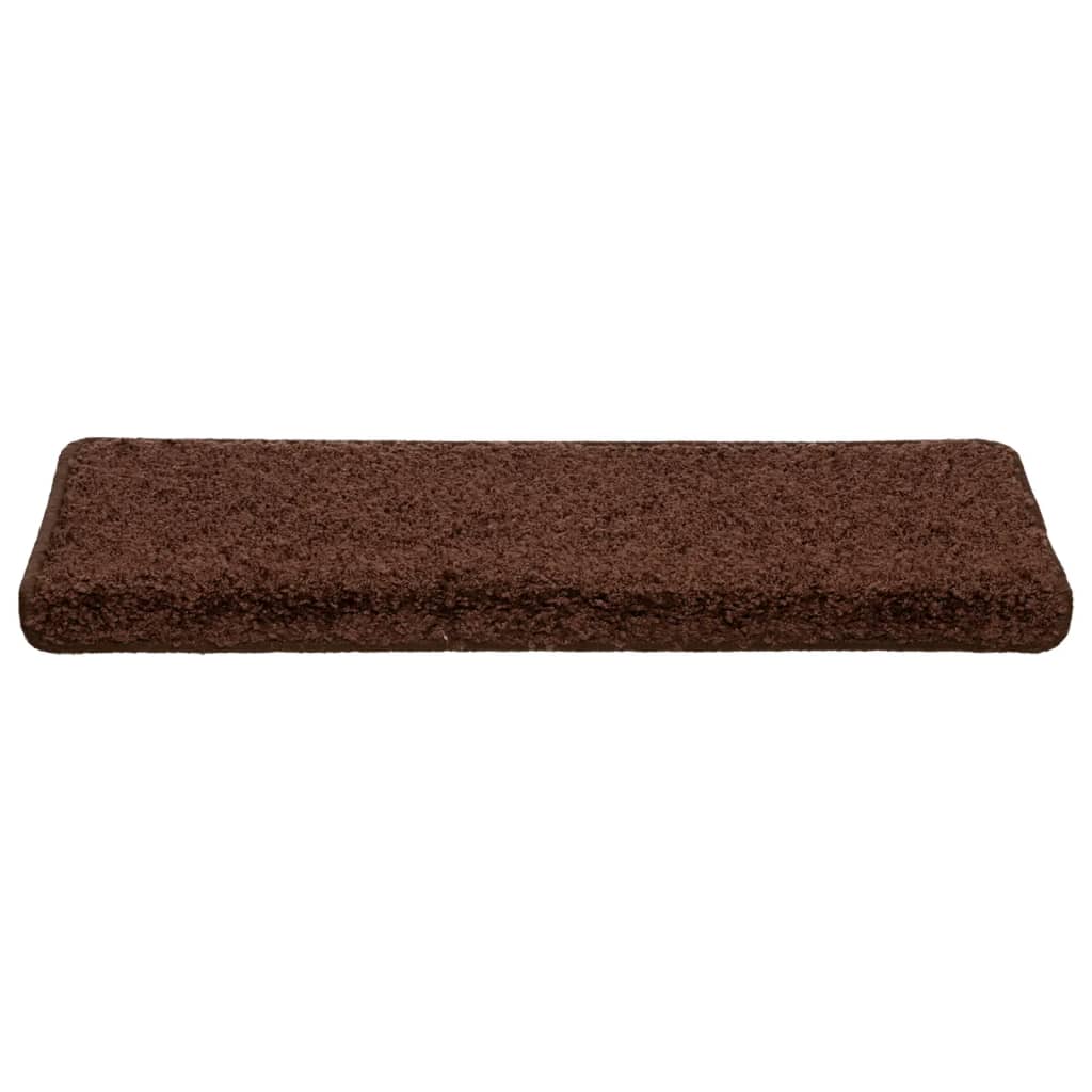Tapetes de escada 10 peças 65x21x4 cm marrom com borda retangular