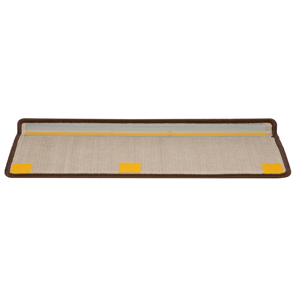 Tapetes de escada 10 peças 65x21x4 cm marrom com borda retangular