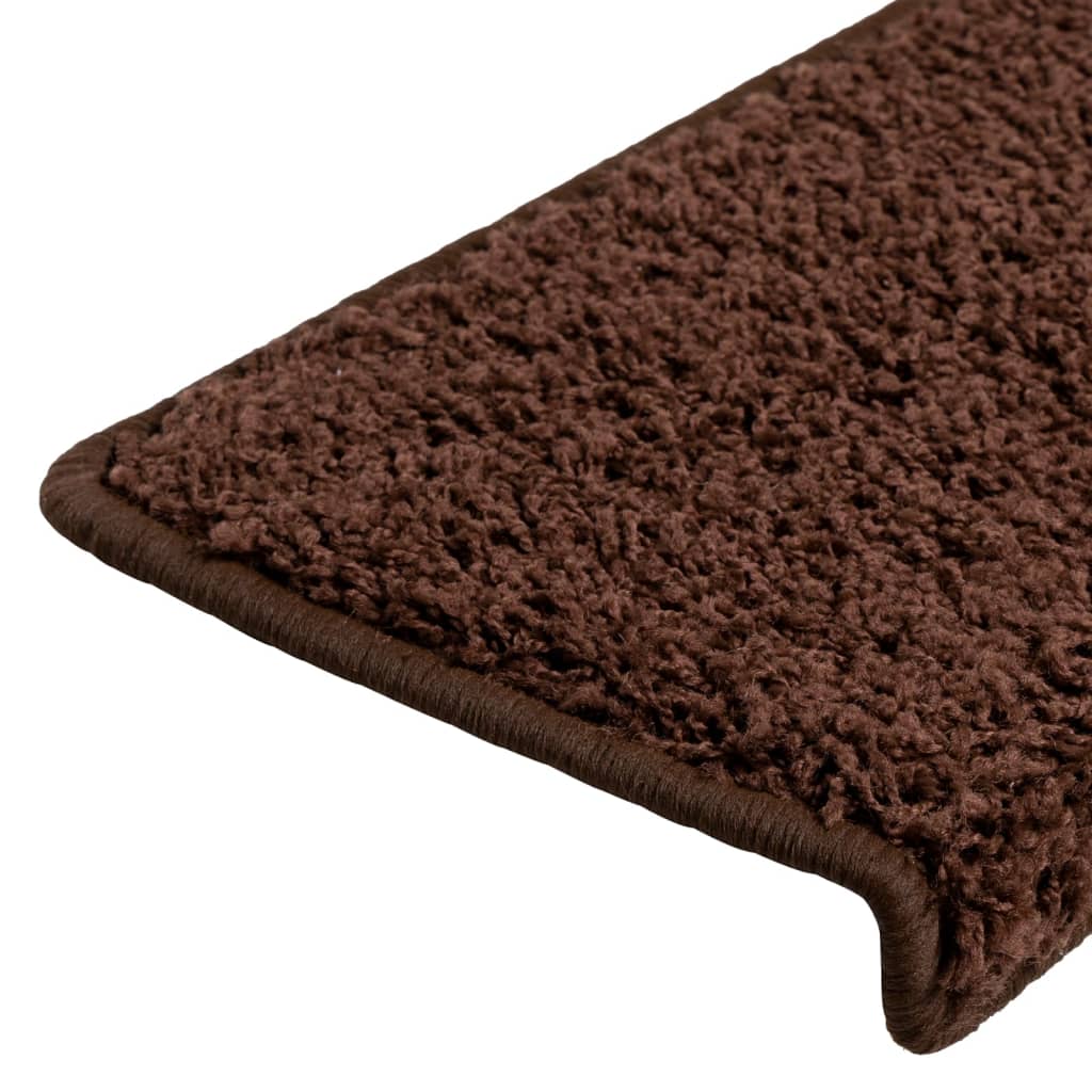 Tapetes de escada 10 peças 65x21x4 cm marrom com borda retangular