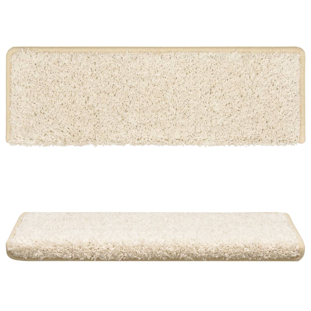 Tapetes de escada 10 peças 65x21x4 cm branco com borda retangular