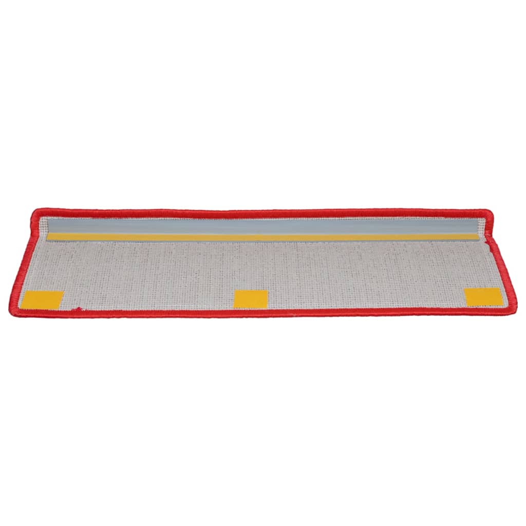 Tapetes de escada 10 peças 65x21x4 cm vermelho com borda retangular
