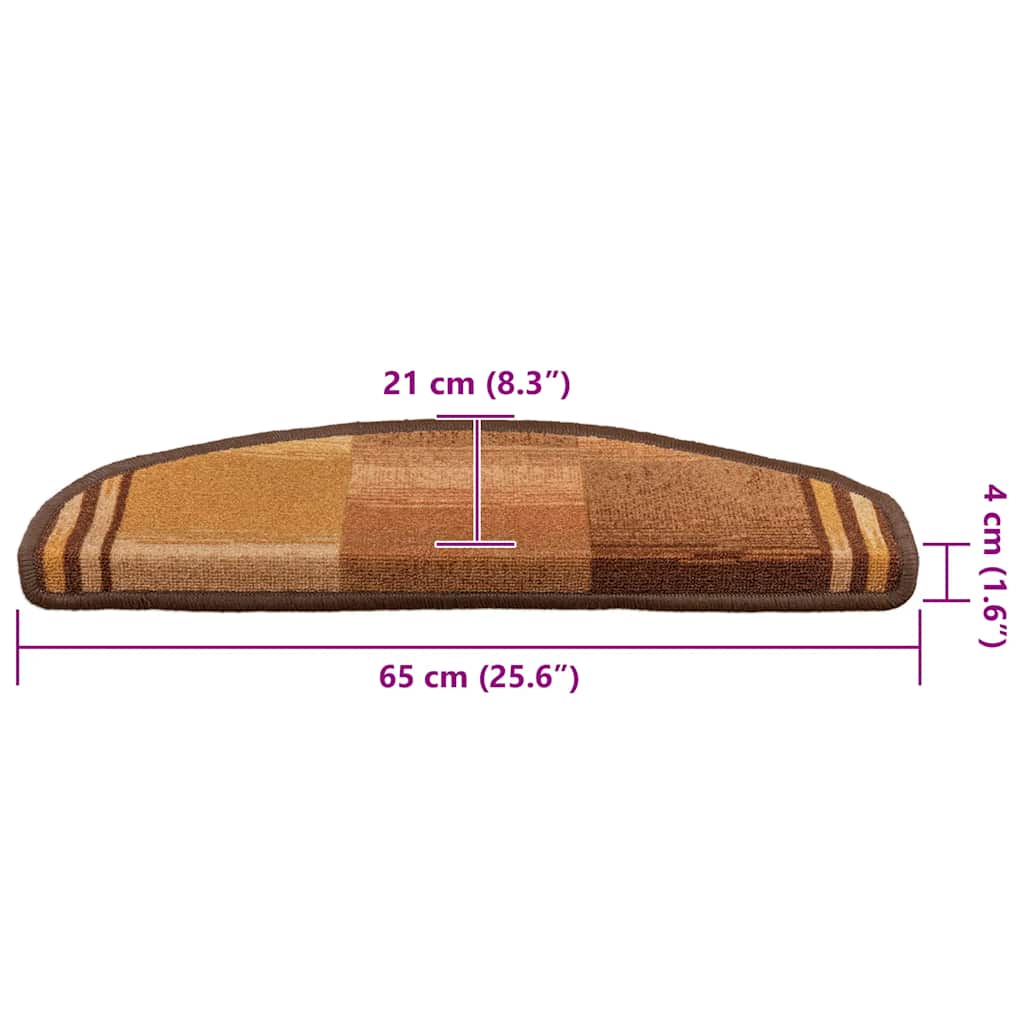 Tapetes de escadas adesivos 10 pcs 65x21x4 cm castanho