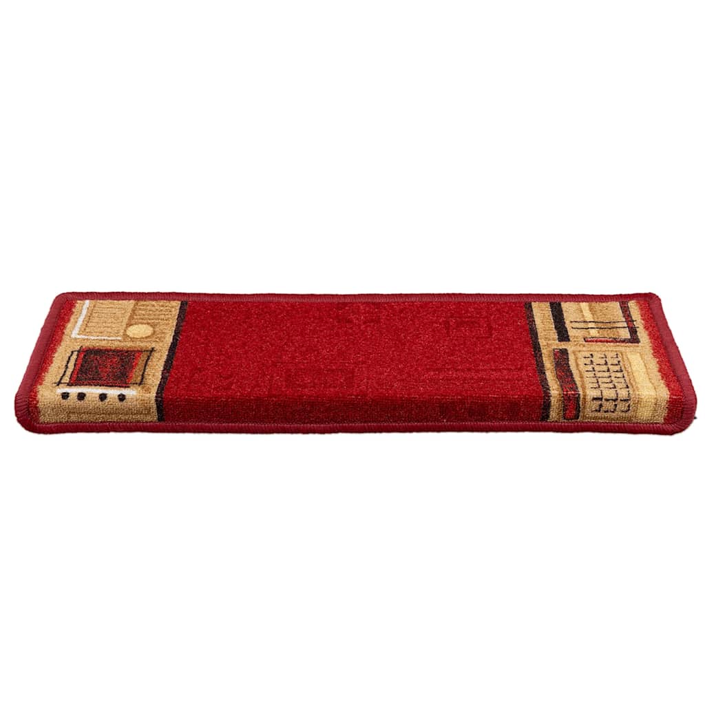 Tapetes de escadas adesivos 10 pcs 65x21x4 cm vermelho