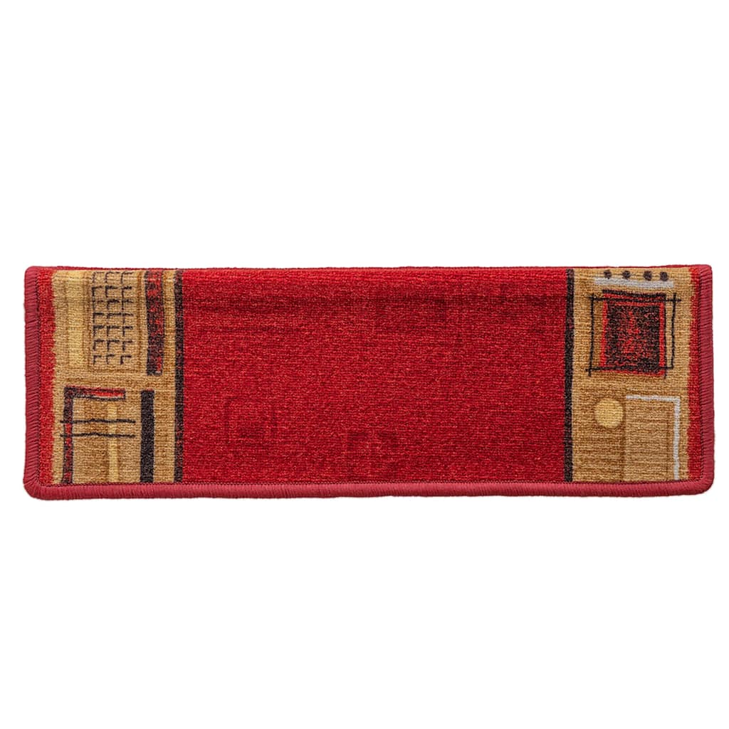 Tapetes de escadas adesivos 10 pcs 65x21x4 cm vermelho