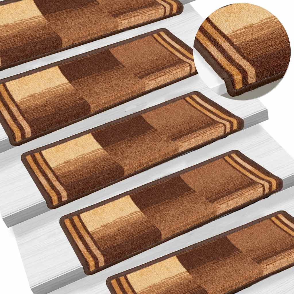 Tapetes de escadas adesivos 5 pcs 65x21x4 cm castanho