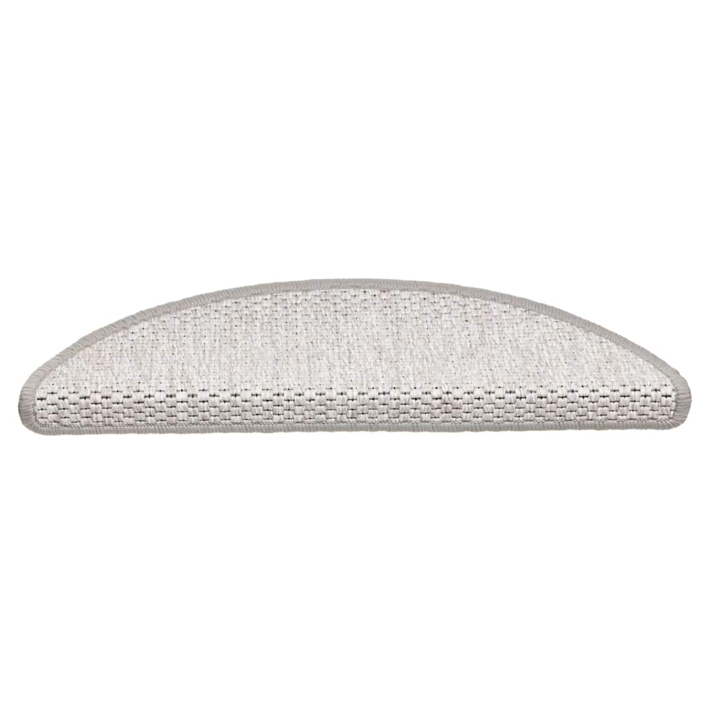 Tapetes escada adesivos aspeto sisal 15 pcs 56x17x3cm platinado