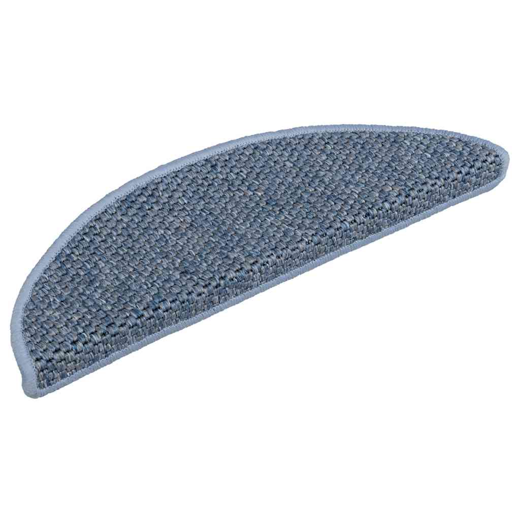 Tapetes escada adesivos aspeto sisal 15 pcs 56x17x3 cm azul