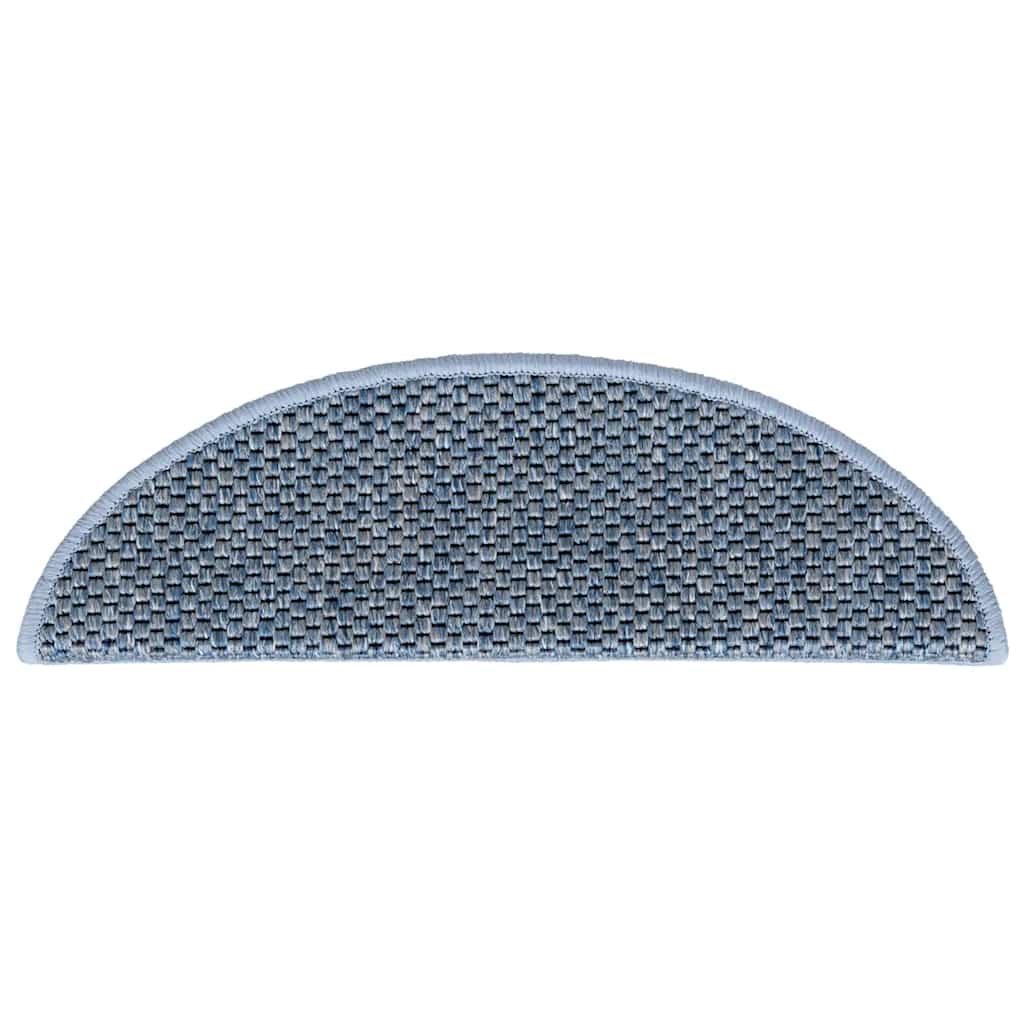 Tapetes escada adesivos aspeto sisal 15 pcs 56x17x3 cm azul
