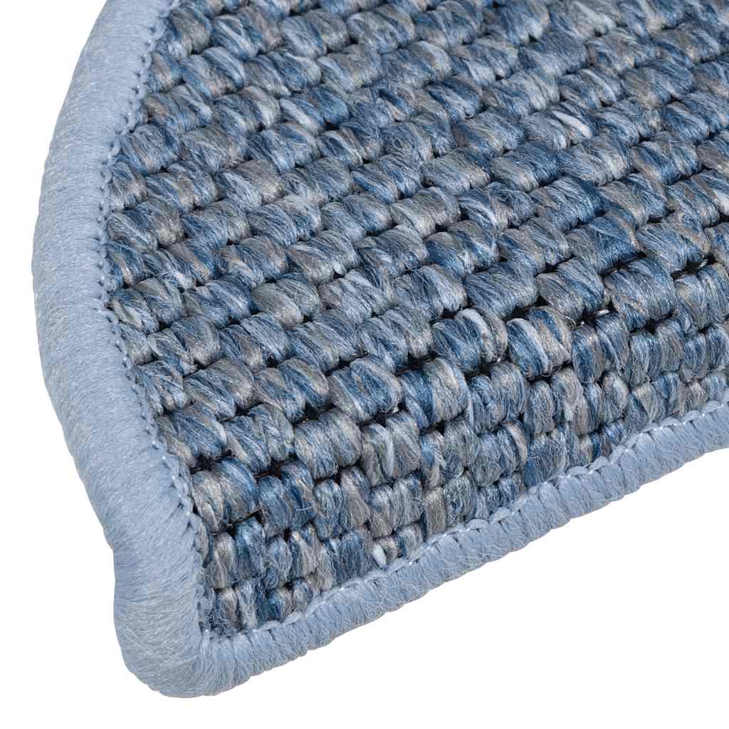 Tapetes escada adesivos aspeto sisal 15 pcs 56x17x3 cm azul