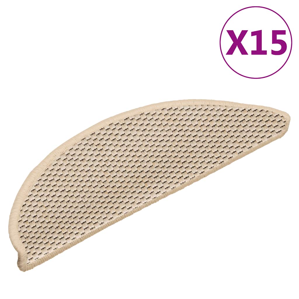 Tapetes escada adesivos aspeto sisal 15 pcs 56x17x3 cm berbere