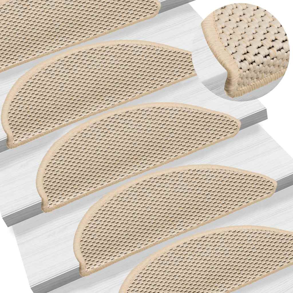 Tapetes escada adesivos aspeto sisal 15 pcs 56x17x3 cm berbere