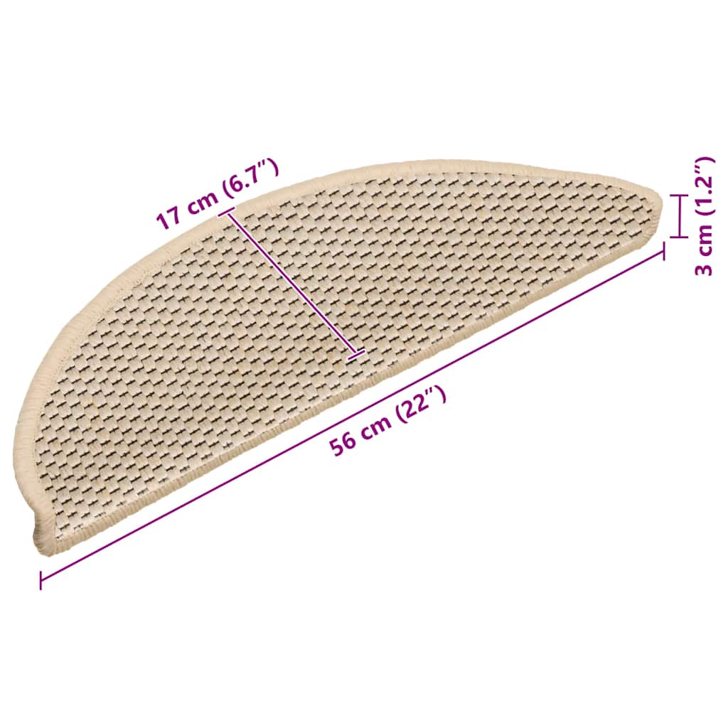 Tapetes escada adesivos aspeto sisal 15 pcs 56x17x3 cm berbere